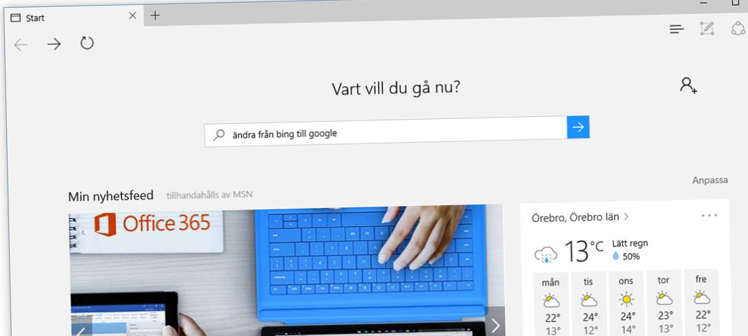 Google Som Startsida Windows 10