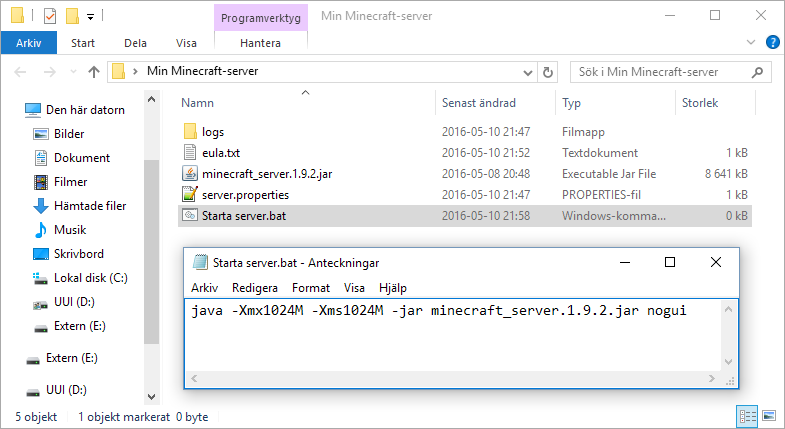 Java - XmX1024m Xms1024m -jar minecraft_server nogui