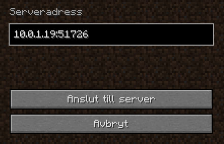 Minecraft - Anslut till server - Serveradress