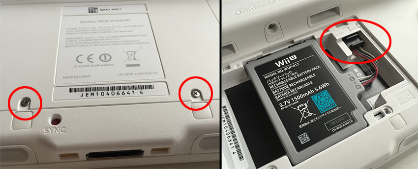 Wii U GamePad - Öppna och koppla ur batteriet