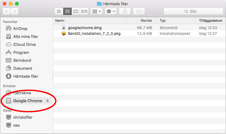Mac - Installera program - Monterat program - DMG-fil