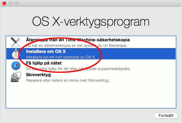 Mac - OS X - Installera om OS X