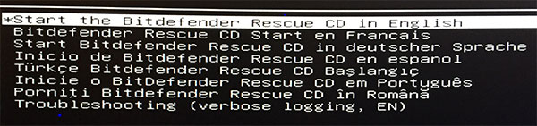 BItdefender - Start the rescue CD in English