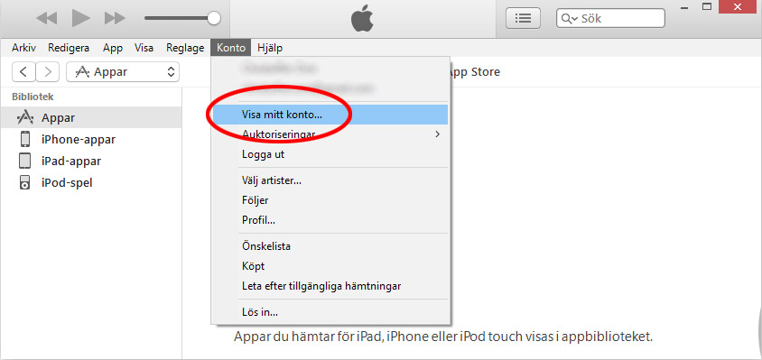 iTunes - Visa mitt konto - Apple-ID