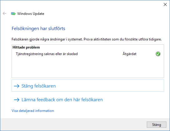 Fel På Windows Update