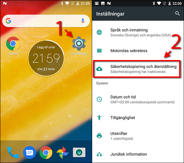 Android-telefon laddar inte - Inställningar - Återställning