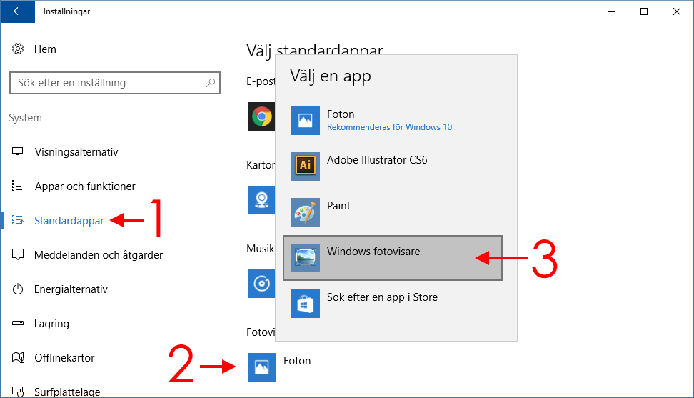 Windows 10 - Windows Fotovisare - Standard-program