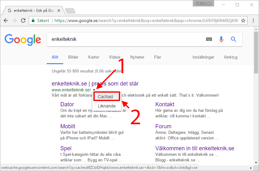 Google Cache Cachad webbsida - Hemsida