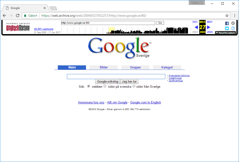 Se gammal version - hemsida - webbsida - sajt - Google 2014