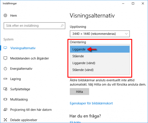 Skärmen är Upp Och Ner