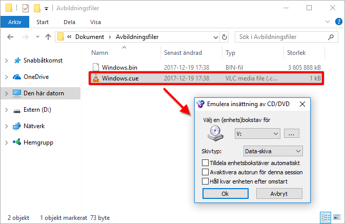 Windows 10 - Öppna BIN CUE NRG-filer - WinCDEmu