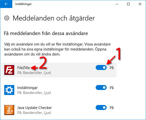 Windows 10 - Stäng av notiser - Meddelanden - Ljud