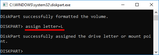 DiskPart - Assign drive letter