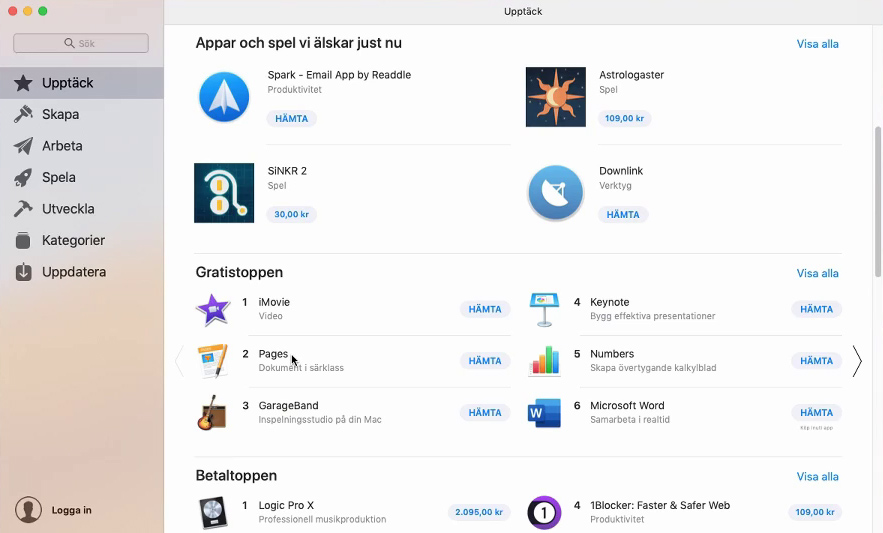 macOS - App Store - Ladda ner nya appar och program