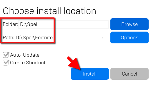 Fortnite - Choose install location