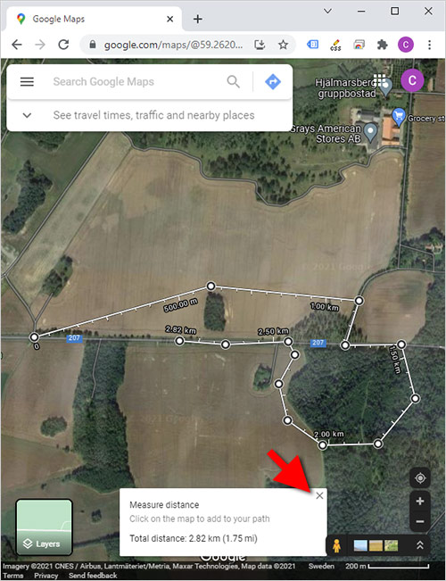 Google Maps - Flera mätpunkter - Lätt till - Stäng