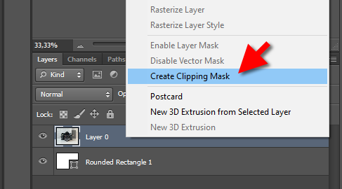 Photoshop - Create Clipping Mask - Urklippsmask