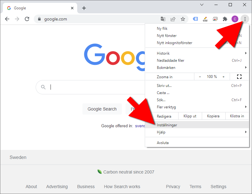 Google Chrome - Inställningar - OBS - Svart skärm