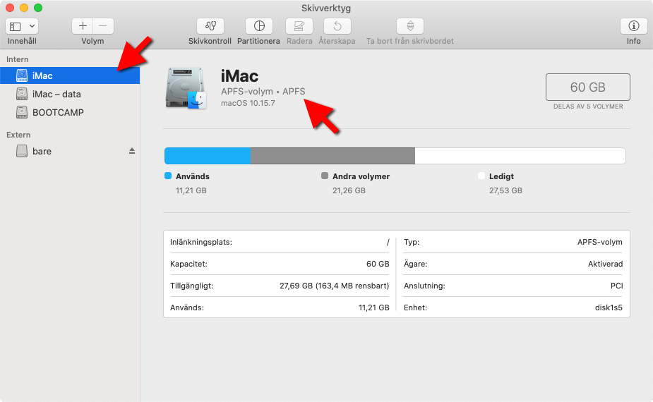 Mac - Apple - Se format - Formaterad hårddisk