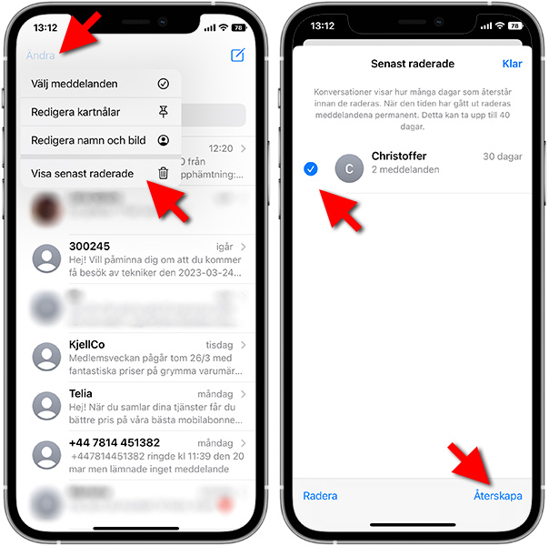 iPhone - Återskapa meddelanden och SMS