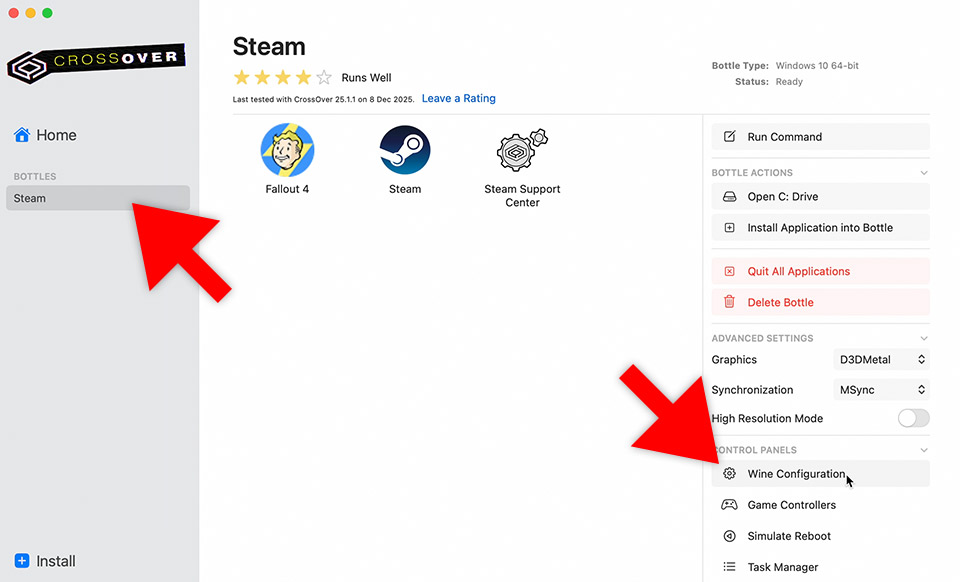 CrossOver - Wine Configuration - Lägg till hårddisk